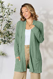 Basic Bae Ribbed Open Front Cardigan with Pockets • More Colors