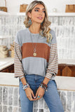 Striped Round Neck Lantern Sleeve Sweatshirt • More Colors