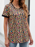 Leopard Round Neck Short Sleeve Tee Shirt • More Colors