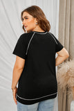 Curvy Contrast Stitching Crewneck Tee • More Colors