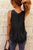 Lace Detail Button Back Sleeveless Top • More Colors