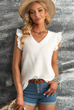 Ruffle Shoulder V-Neck Top • More Colors
