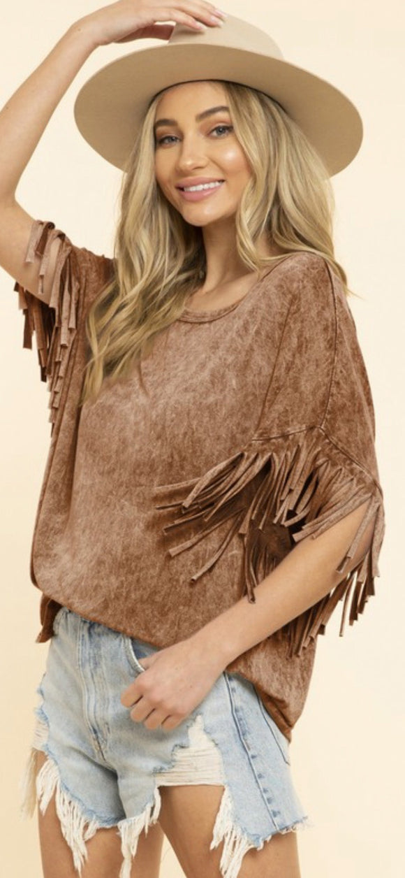 Wanderlust Fringe Top - Mocha