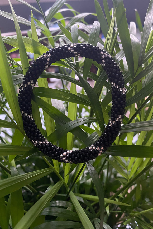 Black Diamond Glass Bead Bracelet