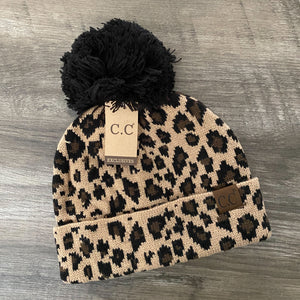 C.C Leopard Pom Beanie