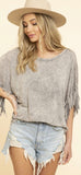 Wanderlust Fringe Top - Gray