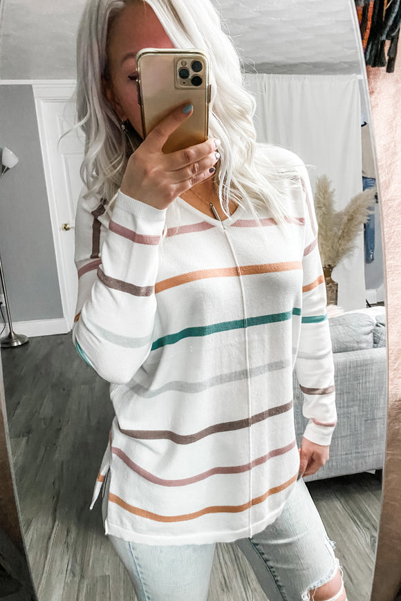Marisa Stripe Sweater - Mocha