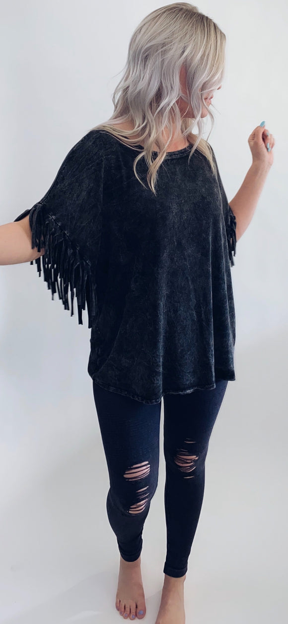 Wanderlust Fringe Top - Black