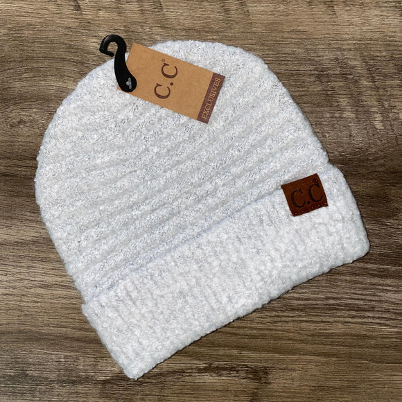 C.C Boucle Beanie - White