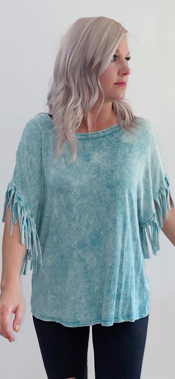 Wanderlust Fringe Top - Turquoise