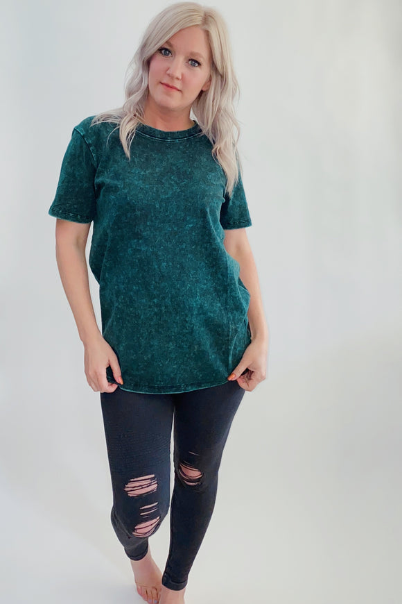 Billie Jean Mineral Wash Tee - Emerald