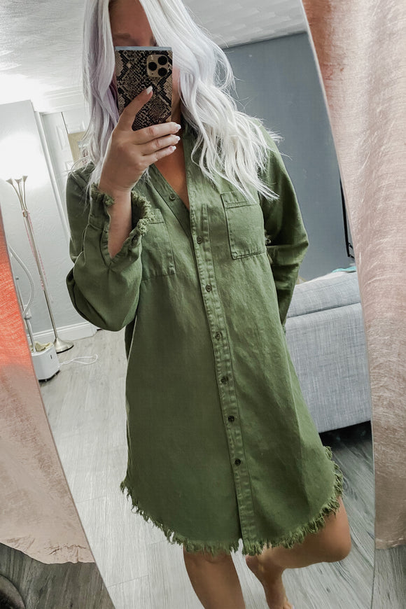 Harlyn Frayed Shirt Dress/Tunic