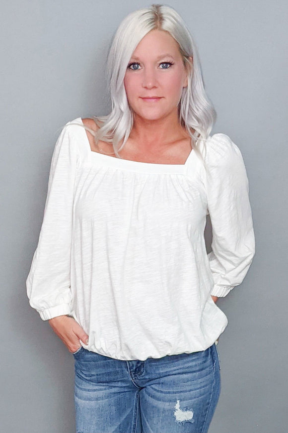 White square neck top