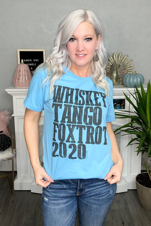Light Blue Whiskey Tango Foxtrot 2020 Graphic Tee