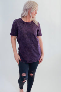 Billie Jean Mineral Wash Tee - Blackberry